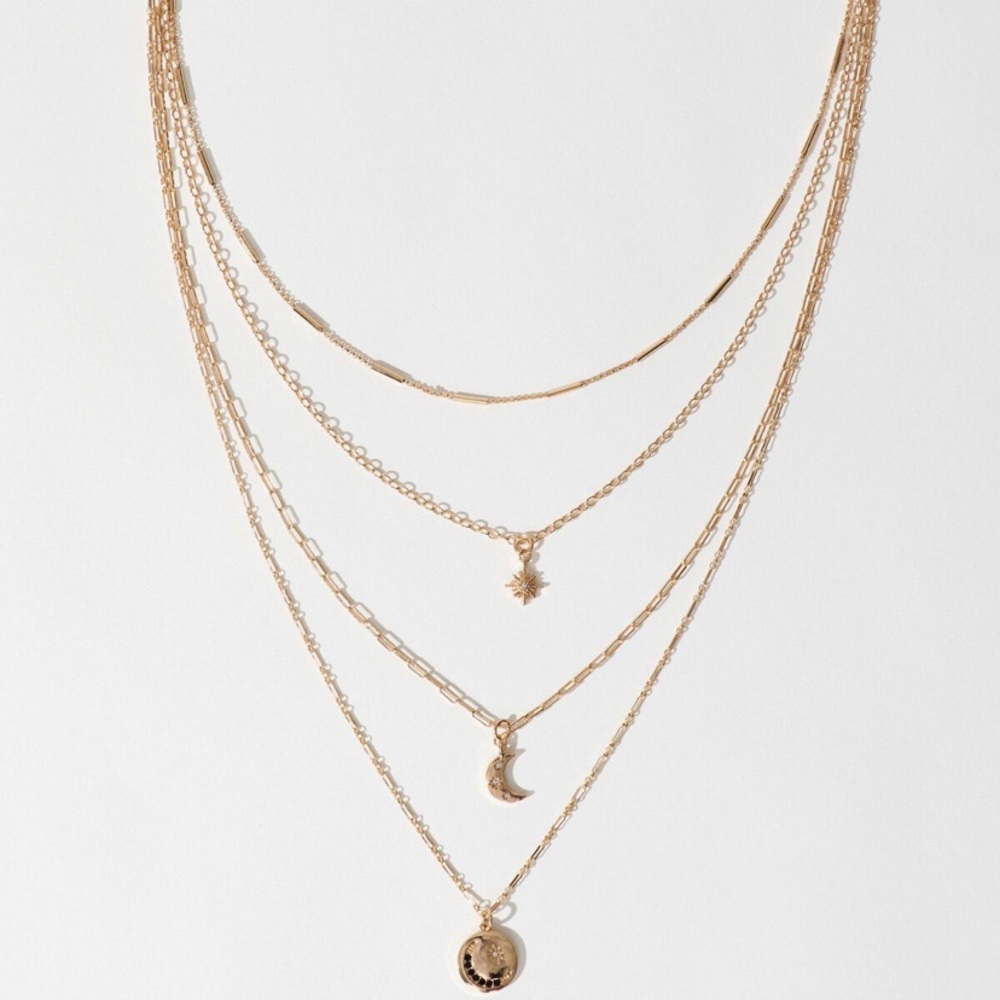Sun and Moon Layered Necklace Set